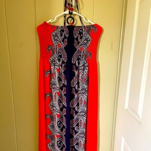 Floor length tube top dress with necklace tie